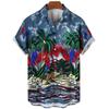 Summer Fashion Men's 3d Hawaiian Shirts Oversized Beach Short Sleeve Coconut Tree Print Shirts Tees