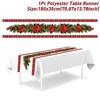 33*183cm Size Christmas Table Runner Polka Dot Cartoon Reindeer Xmas Decorations Reusable Red Linen Dining Table Decoration