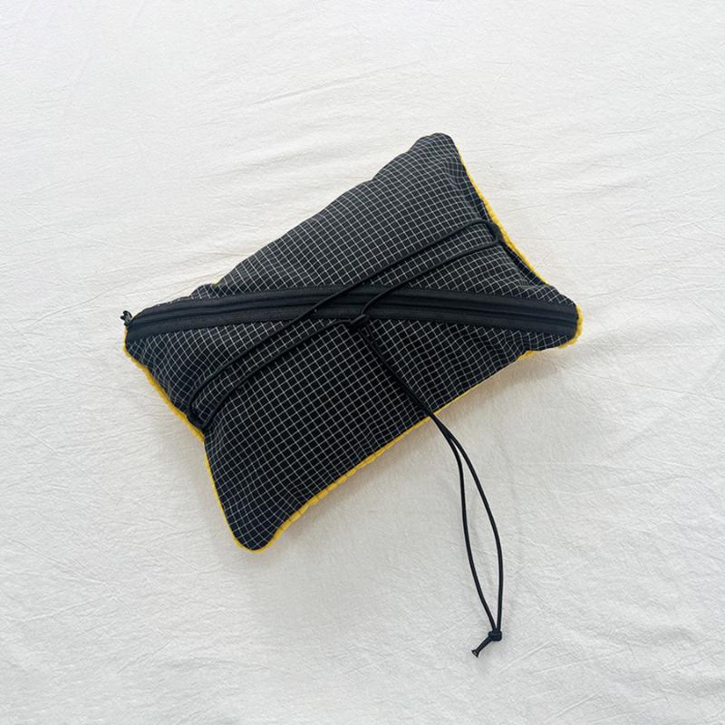 Multifunctional 2-in-1 Pillow Storage Pouch Grid Design Makeup Organizer for Outdoor Camping Car Headrest
