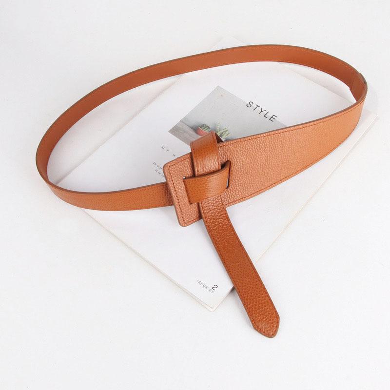 Retro Design Women Belt Fashionable Korean Style Women's Faux Leather Belt Irregular Shape Adjustable Knot Long for Suit