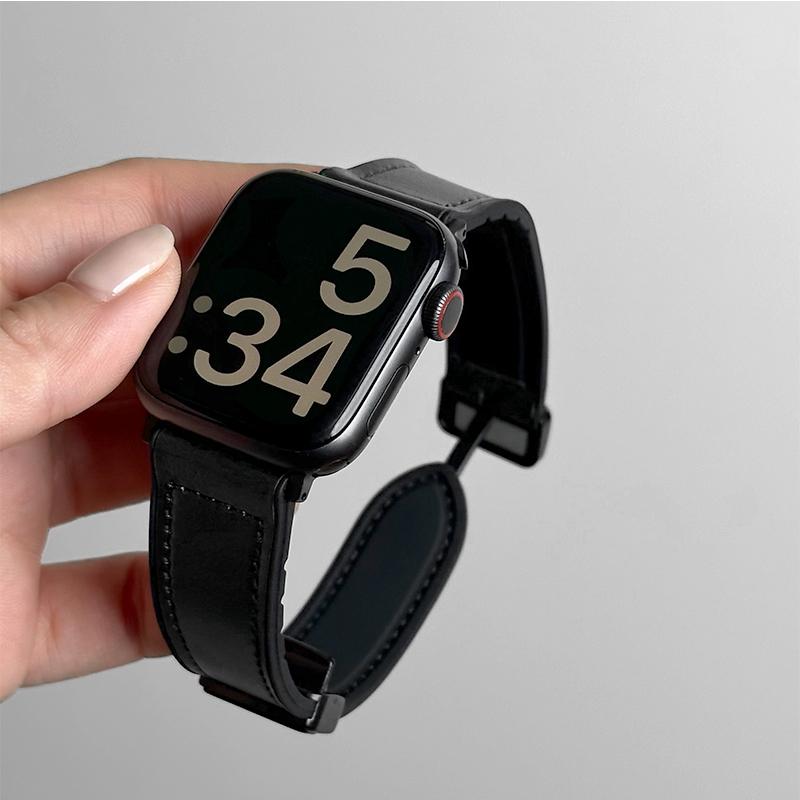 Leather+Silicone Strap For Apple Watch Band Ultra 49mm 44mm 45mm 41mm 46mm 40mm 42mm Magnetic Bracelet iwatch Series 2028