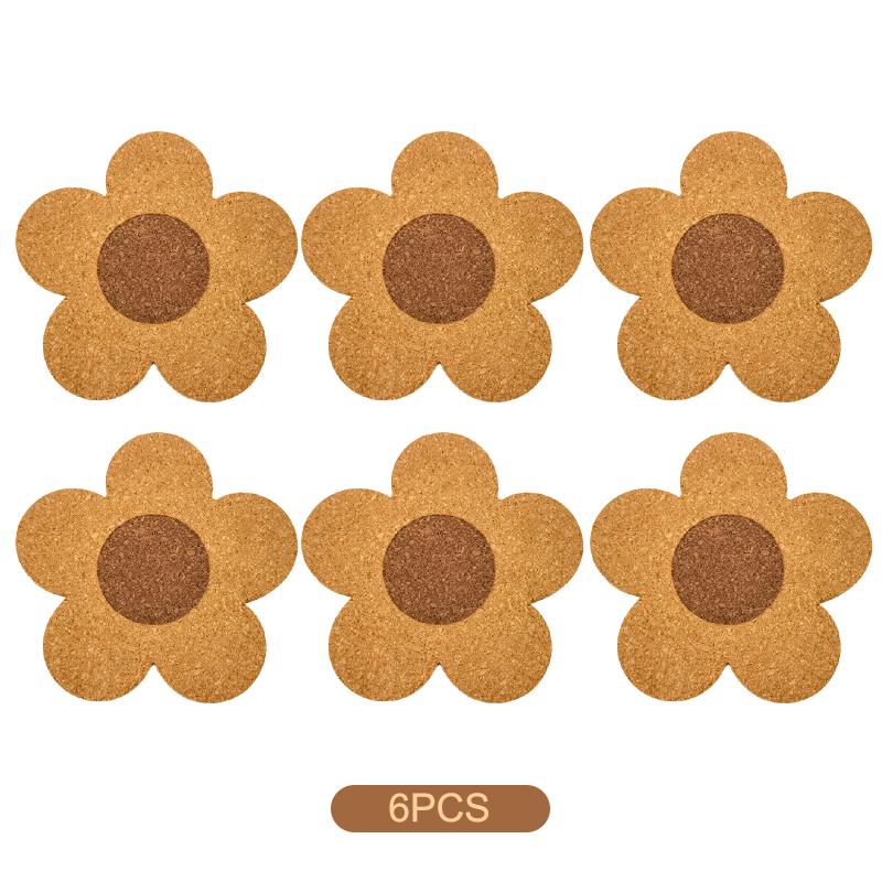 Floral Cork Coaster - Reusable Office Insulated Coaster With Cork Flower Design, Suitable For Coffee, Tea Cups, Etc