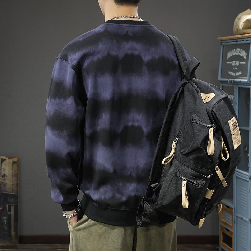 Autumn And Winter Gradual Change Of Color Tie-Dye Washed Tide Brand Crew Neck Sweater Men'S Loose Large Size American Heavy Retro Pullover Jacket