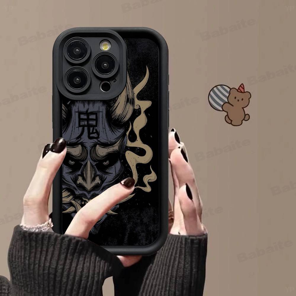 Japonia Twarz Ducha Samuraj Etui na Telefon Dla IPhone 17 16 15 13 11 12 14 Pro Max Plus Silikonowa Osłona