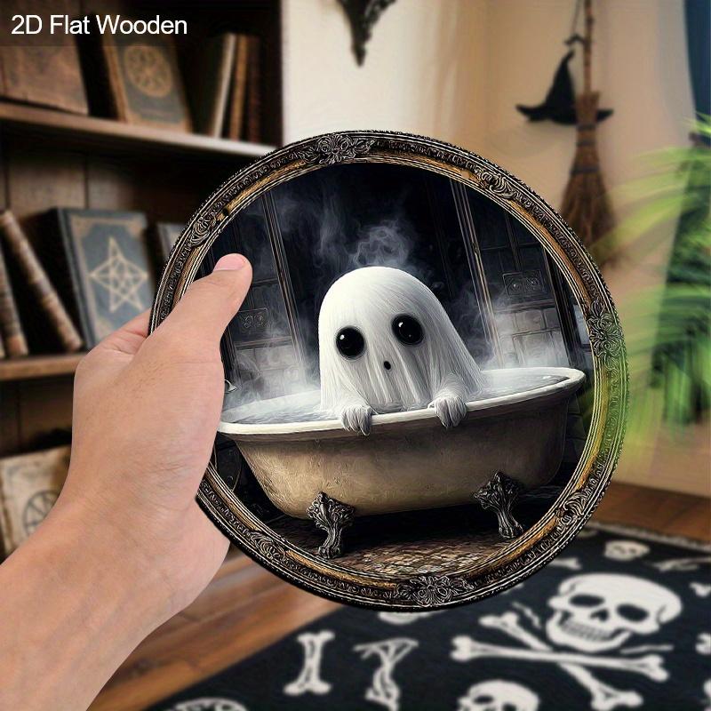 2D flat wooden hanging decorative signs, ghost patterns, Halloween decorations, Halloween gifts for friends