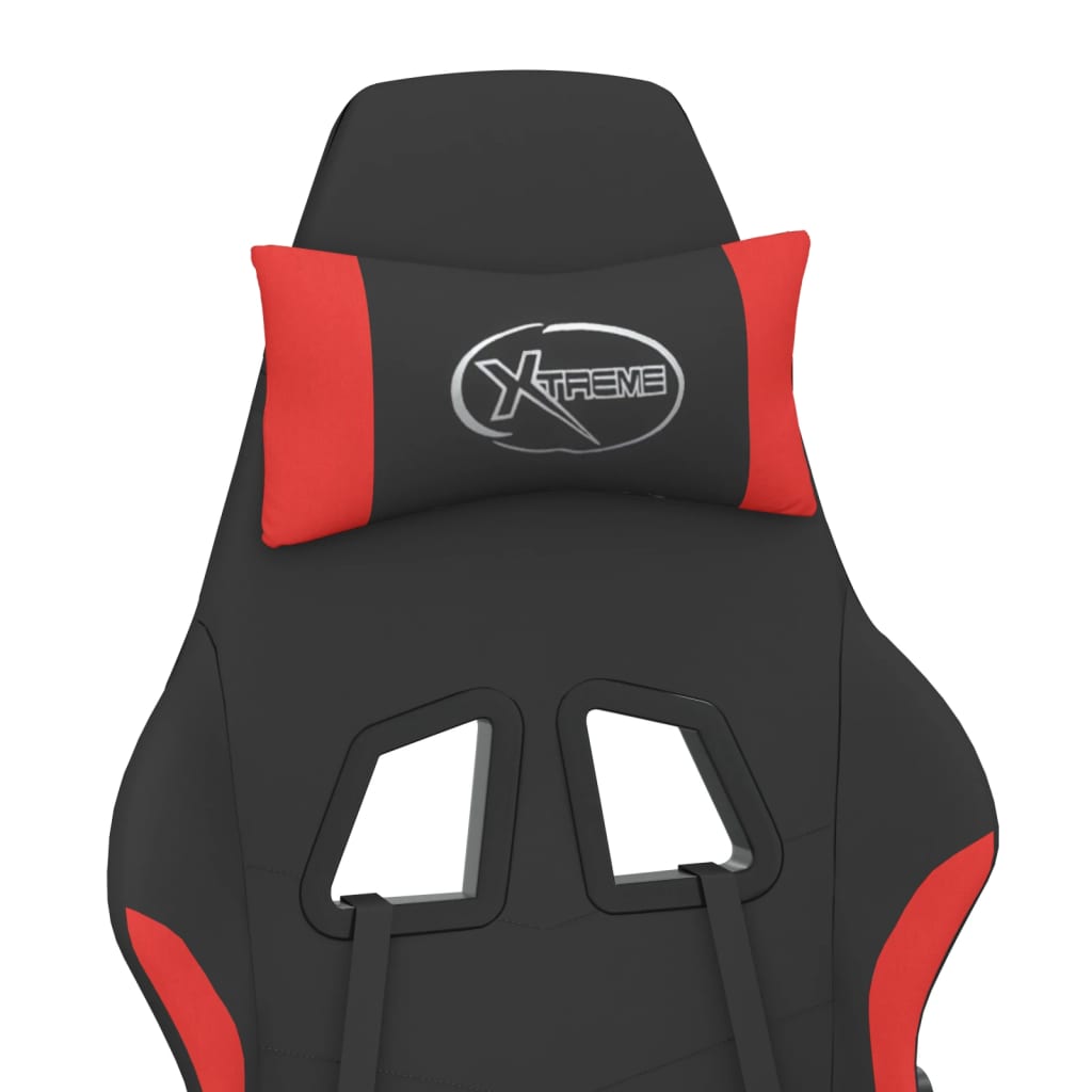 Gaming Chair with Massage Function and Footrest Black and Red Fabric