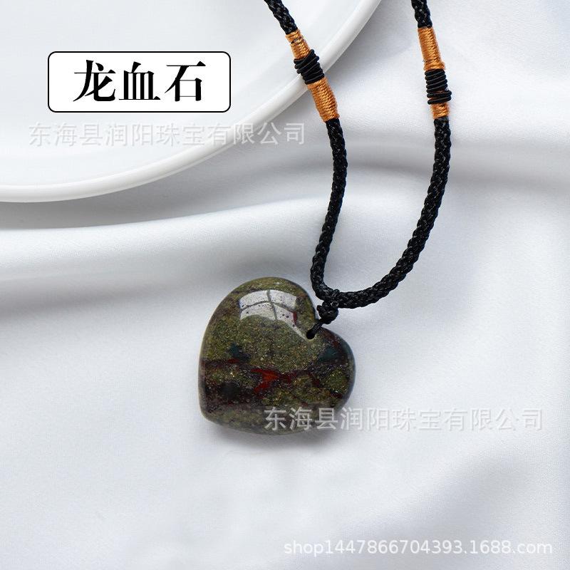 Natürlicher Kristall Liebesanhänger, Achat Halbedelstein 3cm Pfirsichherz Halskette herzförmiger Schmuckanhänger, Fabrikmode