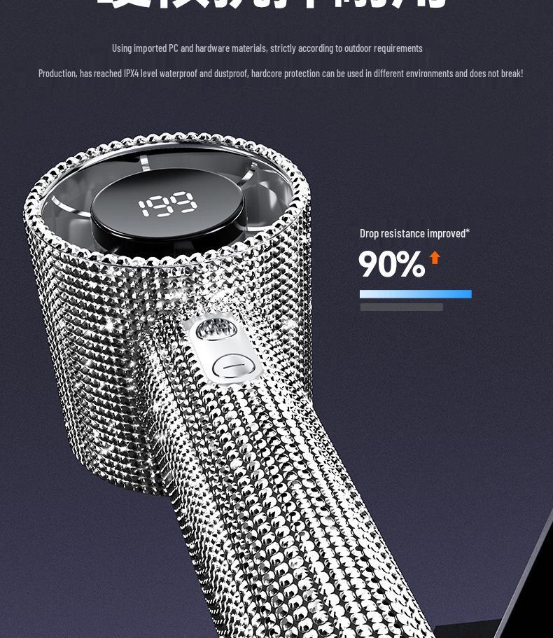 S5 Diamond Handheld Fan: 199-Speed Digital Display, High-Speed, Portable, Shining Design for Outdoor Use
