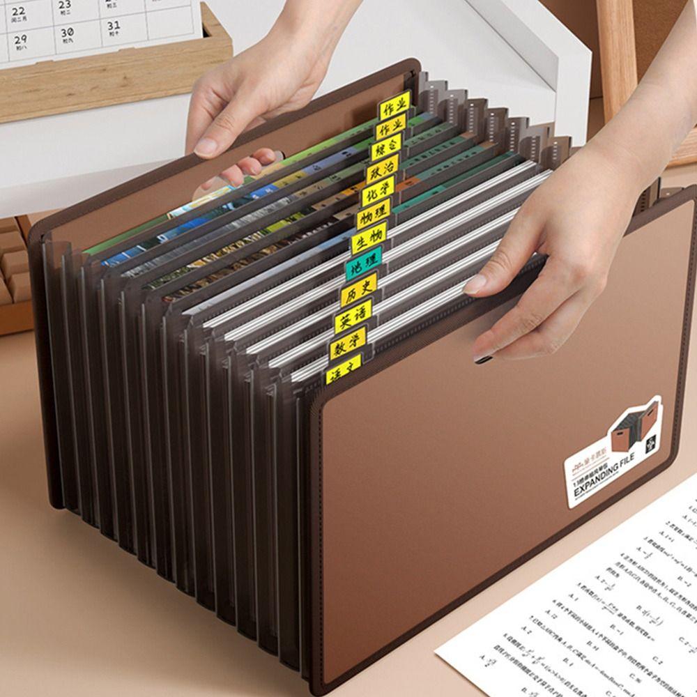 Expandable A4 File Folder 13 Layers File Bag Simple Test Paper Storage Bag  Students