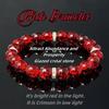 10mm Red Glass & Natural Stone Beaded Bracelet with Elastic Cord for Men and Women