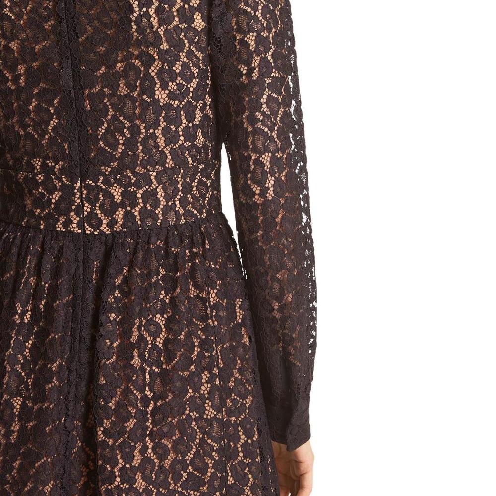 Michael Kors Solid Animal Print Waist-Defining Long Sleeve Dress Women dresses Black MF281983TQ-001