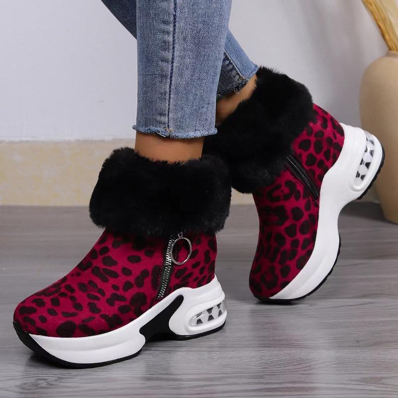 Large size snow boots for women's autumn and winter new warm and velvet red heightening casual cotton shoes for women