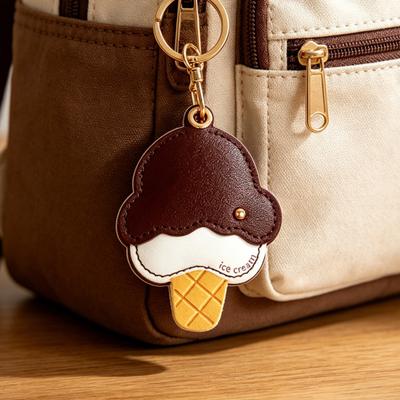 Schlüsselanhänger Anhänger Kunstleder Eiscreme Form Taschenanhänger Zugangskartenhalter Rucksack Zubehör