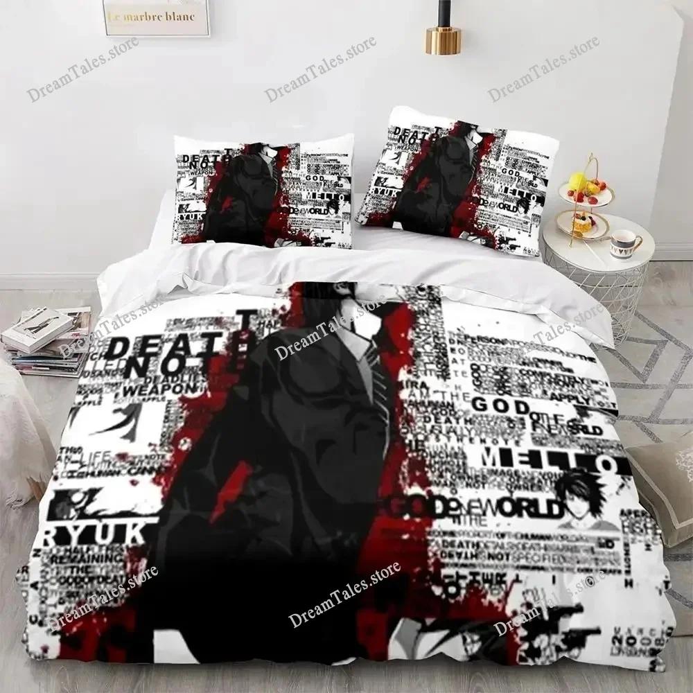 Death Note Bedding Set Single Twin Full Queen King Size Bed Set Adult Kids Bedroom Duvet Cover Sets 3D Print Anime Death Note741