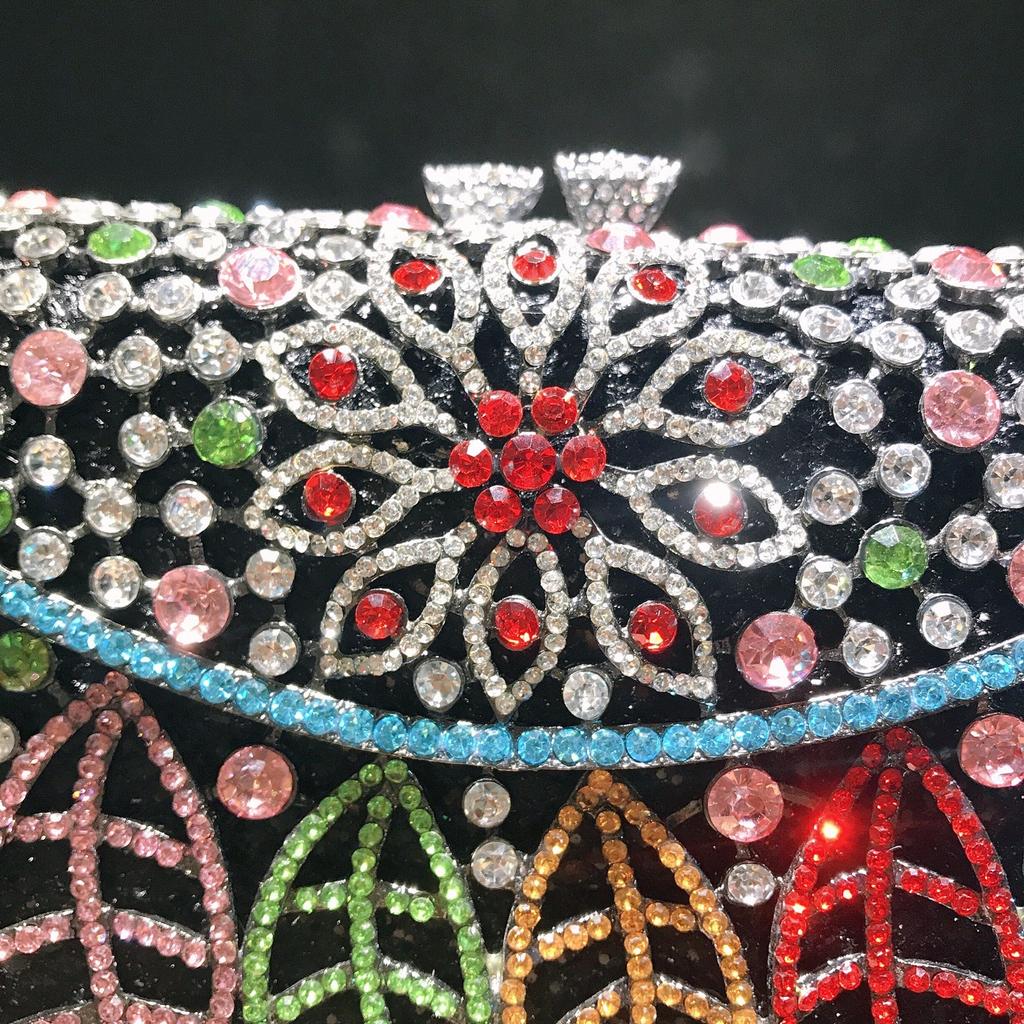 Silver Rhinestone Evening Purses 9 Colors Wedding Bag Crystal Flower Leaves Bridal Dinner Clutch Minaudiere Luxury Girls Money