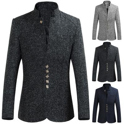 Herren Herbst Winter Einreihiger Knopf Große Größe Langarm Anzug Mantel