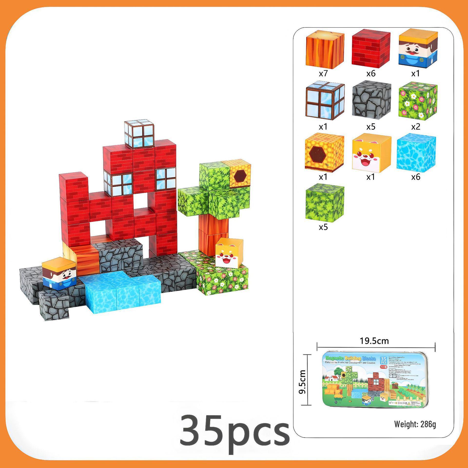 

Cross-Border Magnetic Building Cubes - Educational Travel Toy Gift in Tin Box for Kids