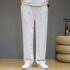 ROMON Men's Chinese Style Linen Blend Casual Straight-Leg Pants