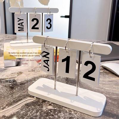 Wooden Flip Calendar: Stylish Desk Ornament for Home or Office