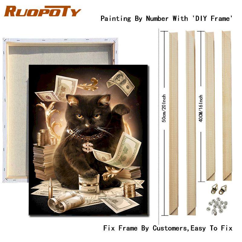 

Ruopoty DIY рамка животные картина маслом DIY цифровые картины по номерам уникальный подарок Современная настенная художественная картина для произведения искусства 40x50 см