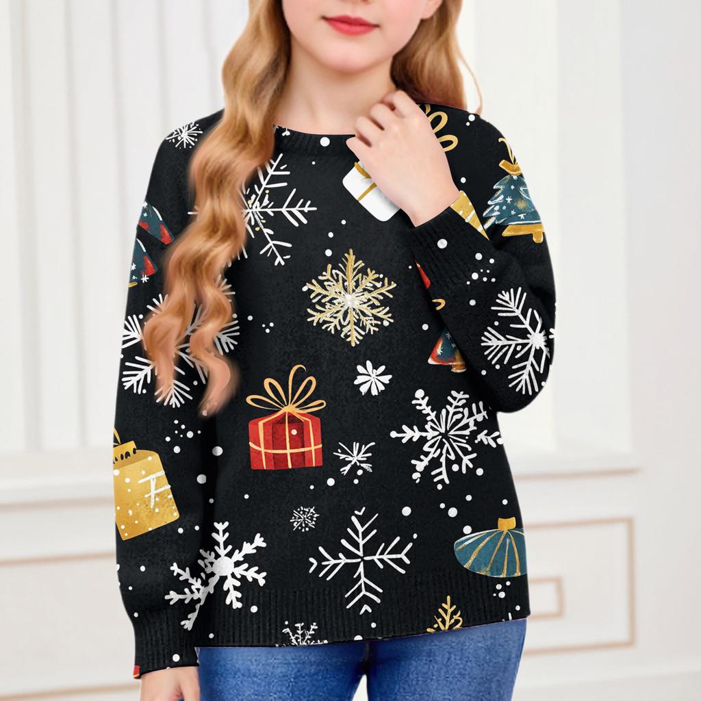 Christmas Day Sweatshirts For Children Boys And Girls Knit Sweater Cute Shirt Fall Crewneck Pullover Tops