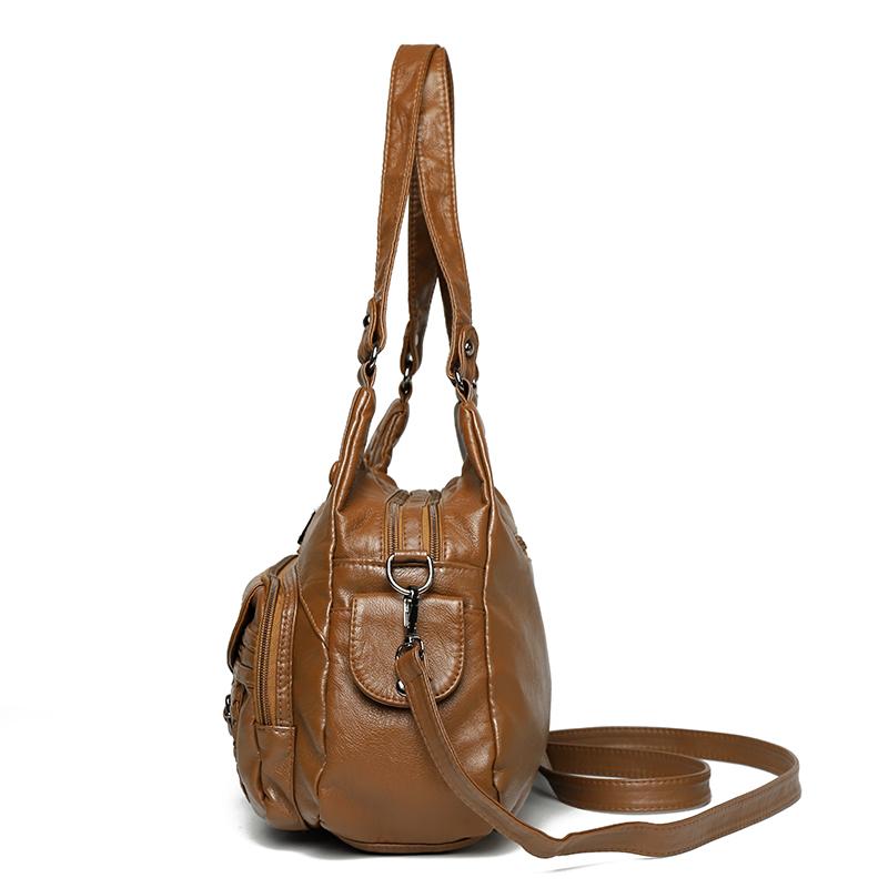 Geantă de umăr din piele moale pentru femei, geantă crossbody, geantă de mână de mare capacitate, geantă de mână pentru mamă