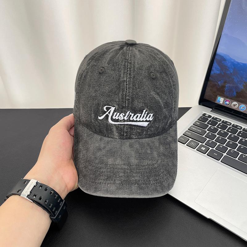 

American-style washed vintage letter-embroidered baseball cap for women, suitable for all seasons, unisex, face-slimming, versatile sun protection 56-60（CM）
