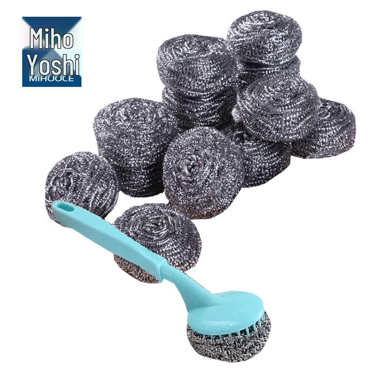12-Pack Stainless Steel Scourers with Handle