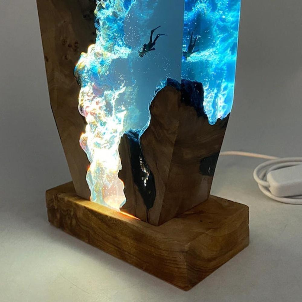 USB Charge Art Decoration Lamp Seabed World Diving Cave Night Light Exploration Theme