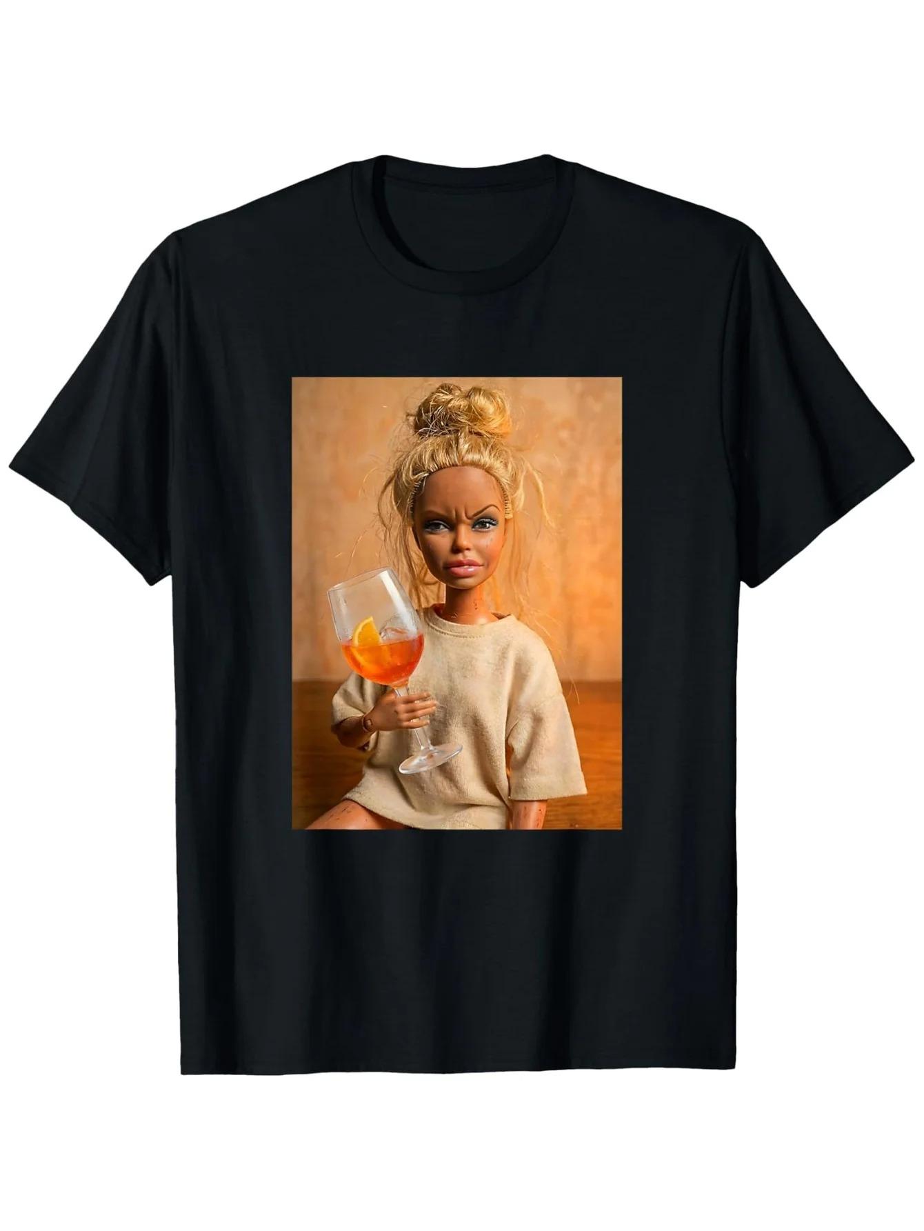 

2026 Disgusting Emoji Doll Meme, Fun Orange Spritz Cocktail T-shirt _ Casual Loose Fit Crew Neck Cotton All-season Couple Shirt S