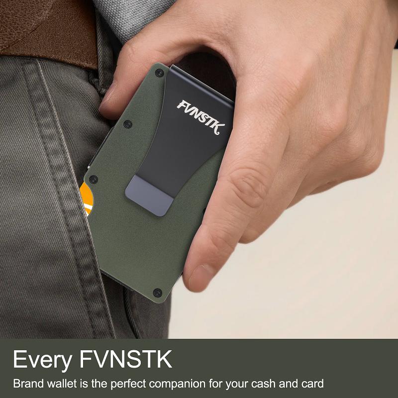 Brieftasche – Kreditkartenetui mit Blockierung der Vordertasche – Metall-Geldbörse mit Geldscheinklammer