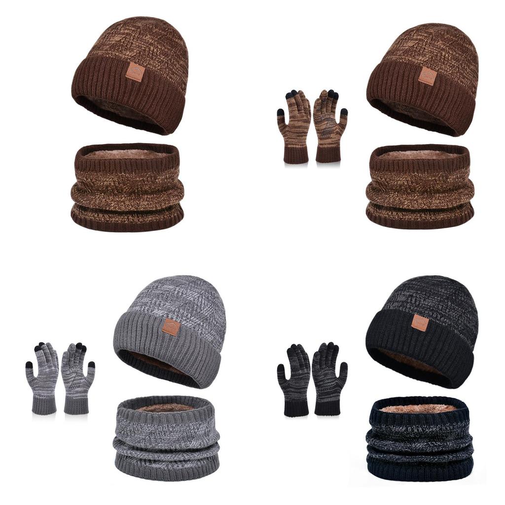 Knitted Winter Hat And Gloves Set With Fleece Lining For Men And Women