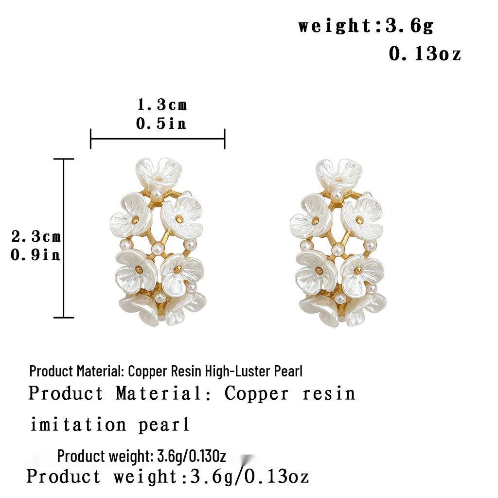 French Country Style Pearl Flower Earrings: Elegant 925 Silver High-End Cross-Border Design