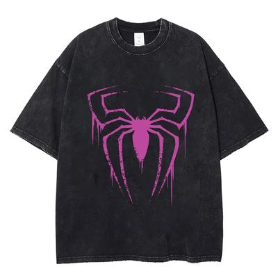 Spider Print Washed Vintage T Shirt Hip Hop Unisex Women T-shirt Harajuku Gothic Punk Cotton Summer Loose T Shirts Streetwear Y2k