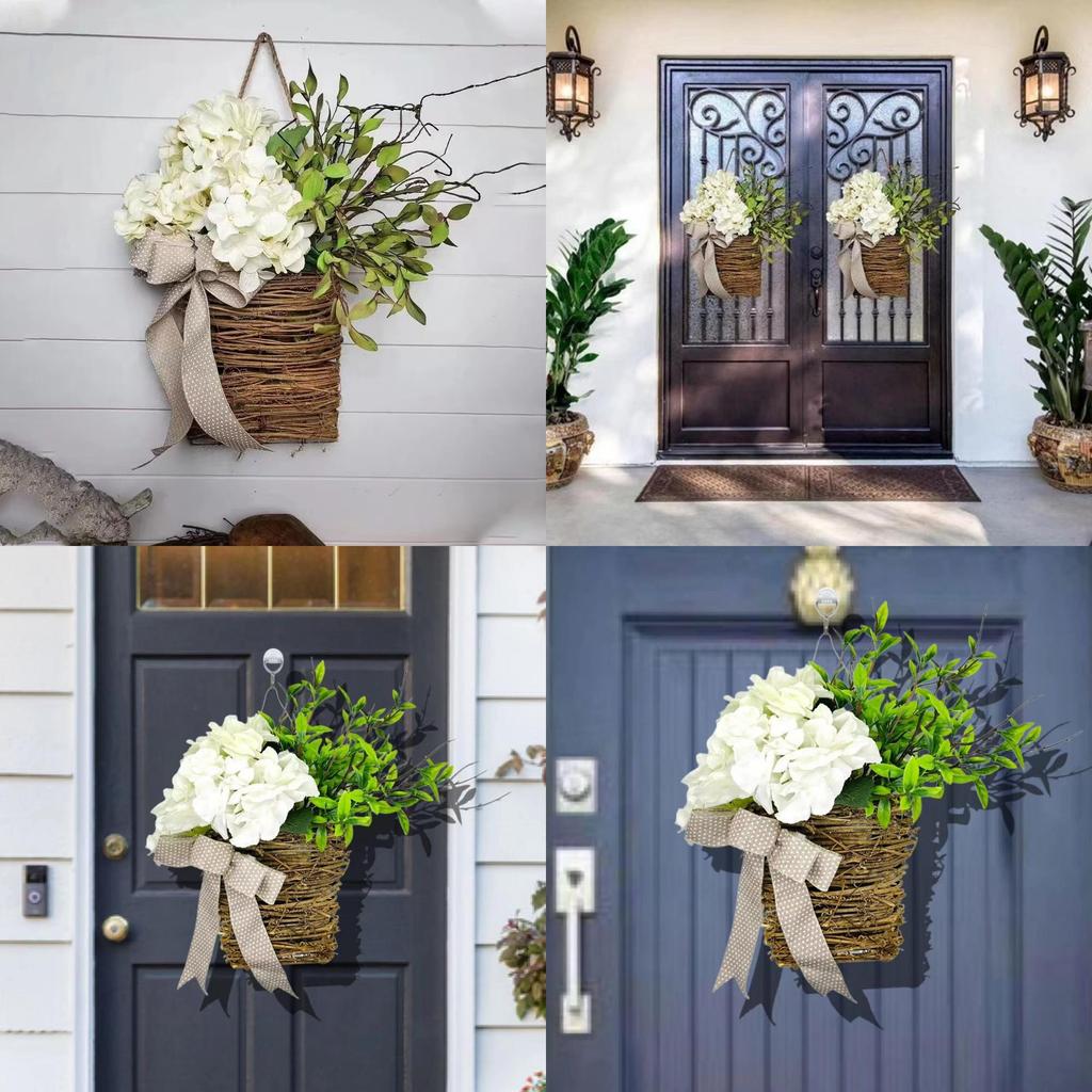 Wunderschöner Frühlings-Künstliche Hortensien-Korbkranz Atemberaubende Türhänge-Dekoration