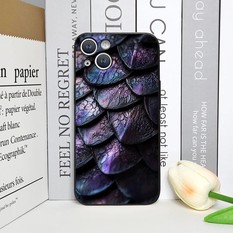 Creative Black Golden Scale Texture Printed Phone Case for iPhone 17 16 12 11 14 13 15 Pro Max Mini XS MAX XR 7 Plus Soft Cover