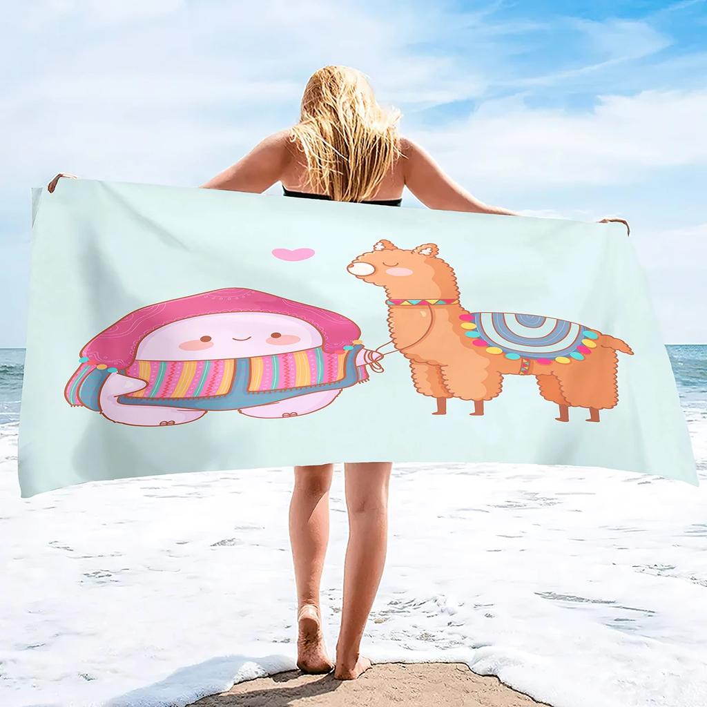 Alpaca Oversized Microfiber Pool Sandproof Beach Towel Quick Fast Dry Sand Free Proof Towel Extra Large Travel Blanket For Kids