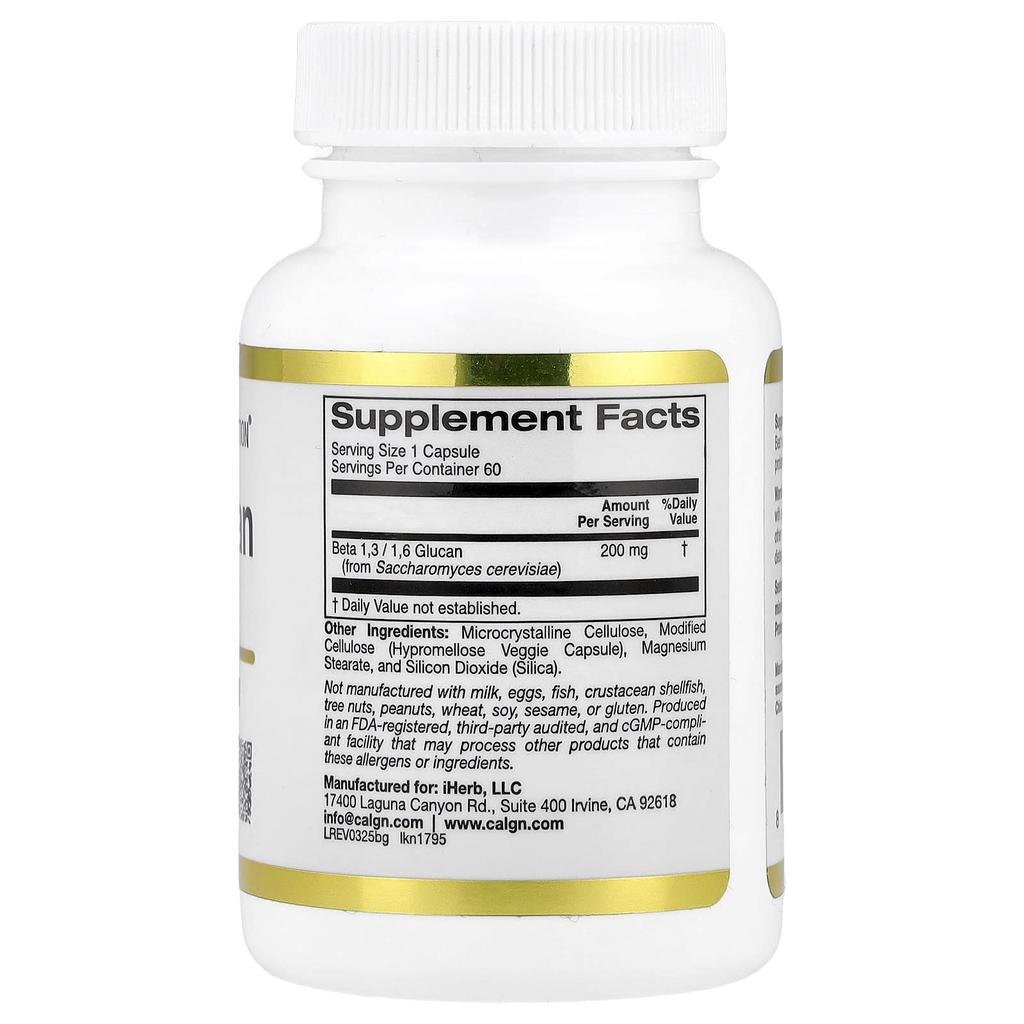 Beta Glucan 1-3, 1-6, 200Mg, 60 Veggie Capsules