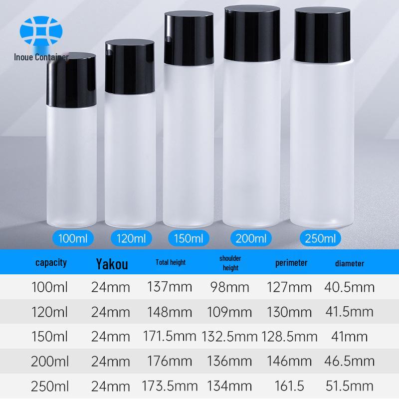 Available: 120ml Frosted Transparent Bottle, 100ml Lotion Skincare Bottle, 50g Cream Jar.