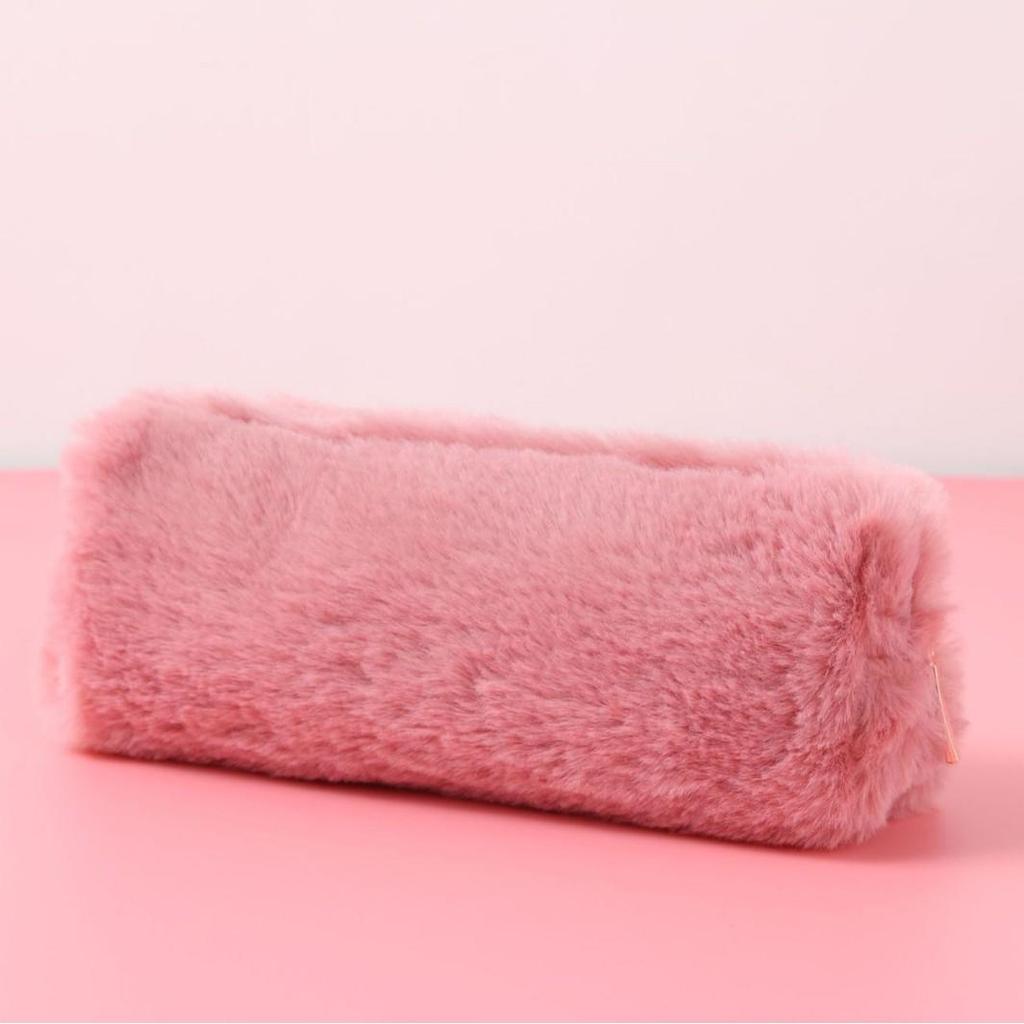 Estojo de Lápis de Pelúcia Fofo Wangdins Estilo Coração Girly Bolsa de Papelaria