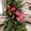 Simulation Christmas Flower 35cm Flannel Sequins Christmas Flower Christmas Tree Ornament Home Christmas Ornament