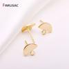 12.5mm*10mm 14K Gold Plated Brass Half-Moon Ear Stud Earrings With 3mm Close Ring DIY Earrings Making Supplies