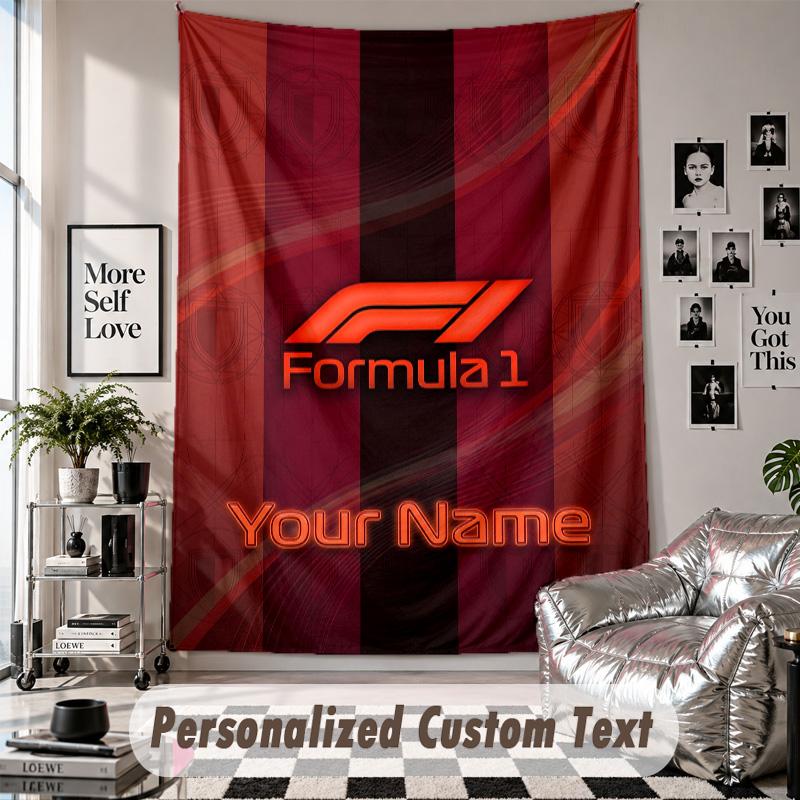 Wall Hanging Tapestry With Custom Name & Text, F1 Decorative Tapestry For Bedroom
