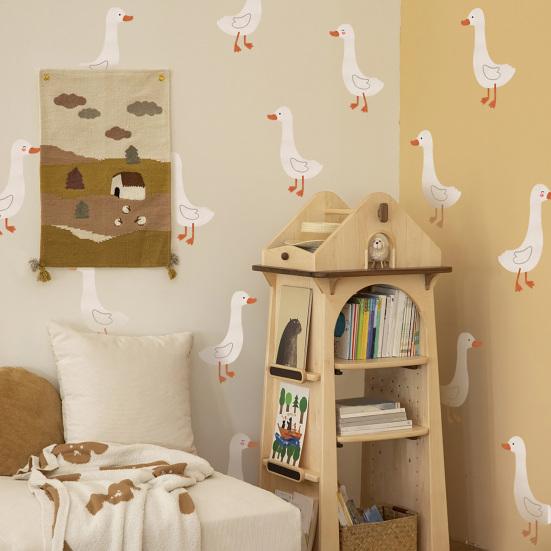 Silly Goose Wall Stickers Self-Adhesive Wall Decals Peel And Stick Cartoon Goose Stickers for Kids Room Playroom Nursery Decor
