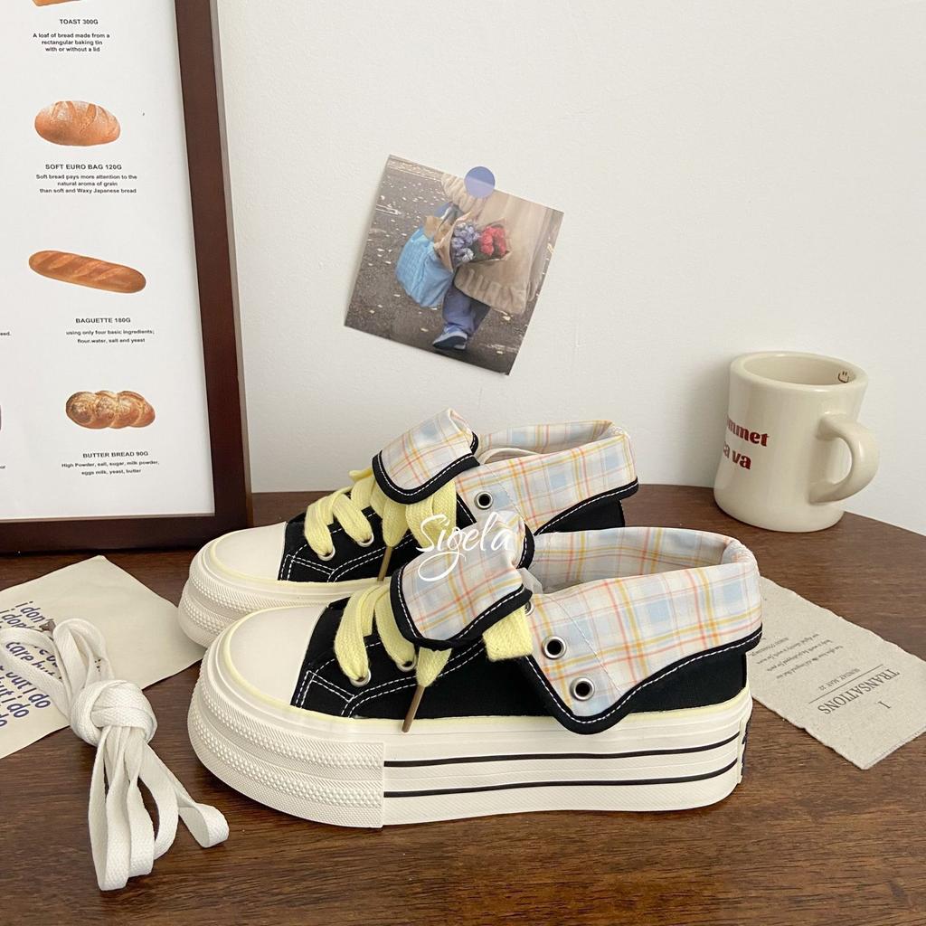 Korean muffin thick-soled high-top canvas shoes 22 autumn new high-value casual ins