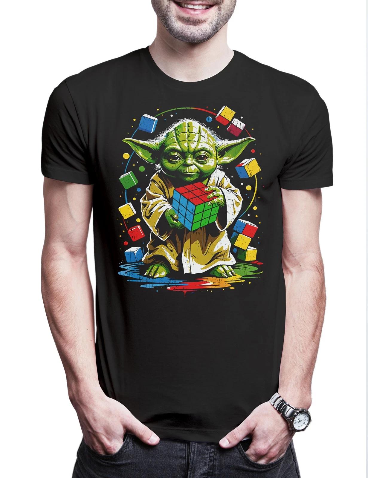 Master Cube Mens T-Shirt Rubik s Cube Wars Yoda 80s Magic Star Speed Cubing S