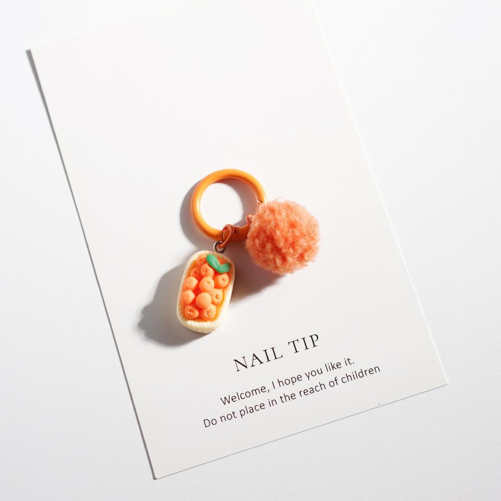 Cute Persimmon Keychain: Cartoon Orange Pom-pom Charm for Bags & Gifts