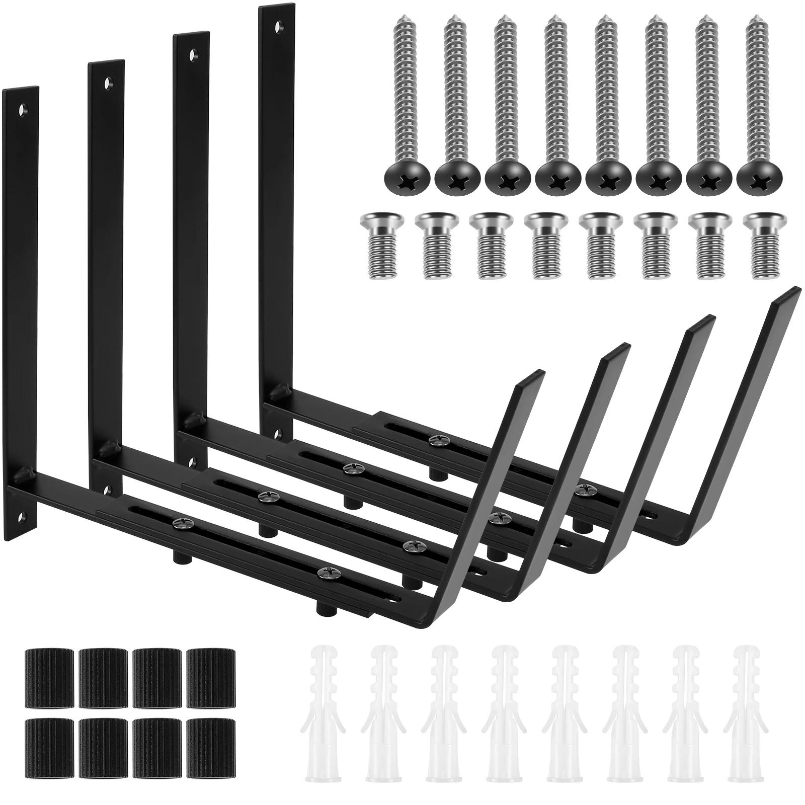 

4 Pack Planter Box Brackets Adjustable Wall Mount Flower Box Holder Rustproof Iron Window Deck Railing Planter Box Brackets Set 4Pcs чёрный