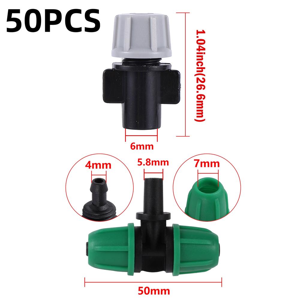 10/50Pcs Adjustable Grey Sprayer Nozzle Kits 4/7mm Hose 2-way 3-way Drip-irrigtion Sprinklers Garden Lawn Atomization Cooling