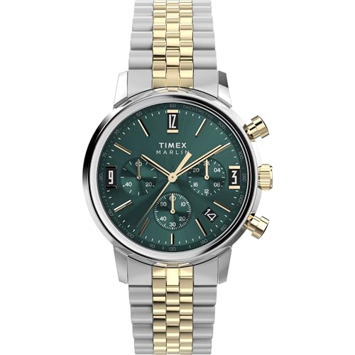 

Timex Men s Merlin 40mm Watch, Two Tone/Two Tone/Green. , modern